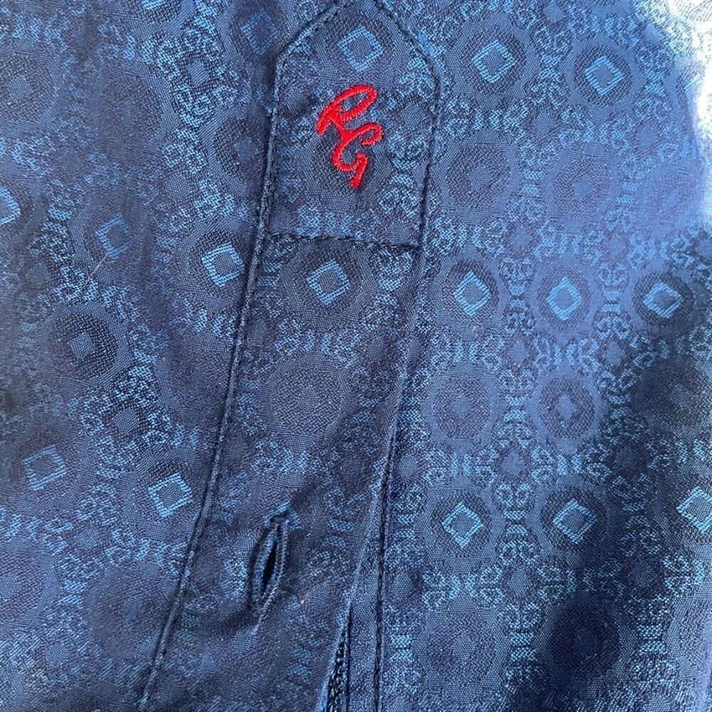 Robert Graham Men's Button Down Shirt Jacquard Blue Size L Long Sleeve - Picture 7 of 15